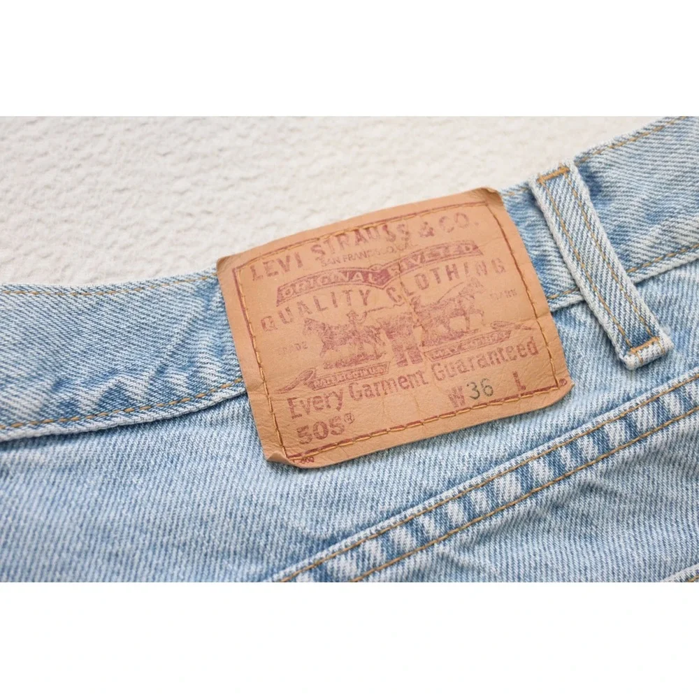 VTG Levi's 505 Regular Fit Denim Shorts Mens 36‎ Light Wash Blue Excellent Jorts